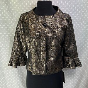 NWT Boutique Black & Gold Peplum Blazer Jacket
